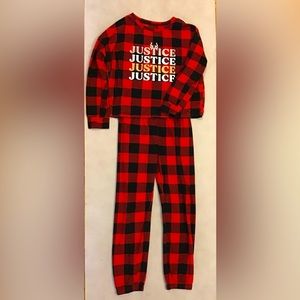 Girls Christmas justice pajamas plaid Colors red and black size 10.
